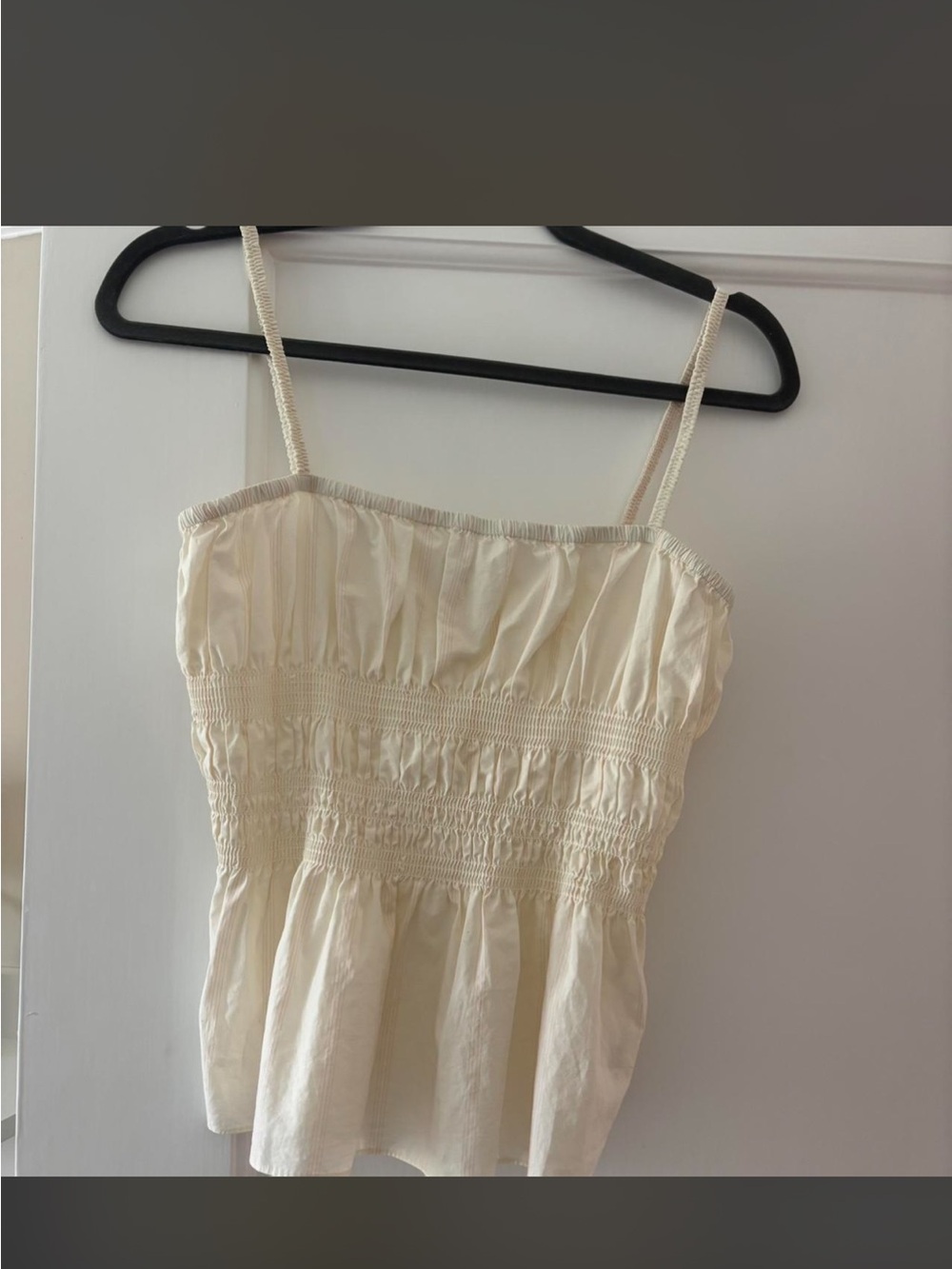 Aritzia Cream Smocked Cami
